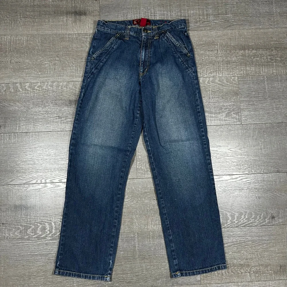 Karl Kani Vintage Baggy Denim Jeans Boys 18 Medium Wash Blue 90s Hip Hop Skater